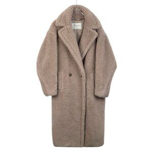 Maxmara S-Class Teddy Alpaca Double-Breasted Coat With Lapel Collar Size S Made